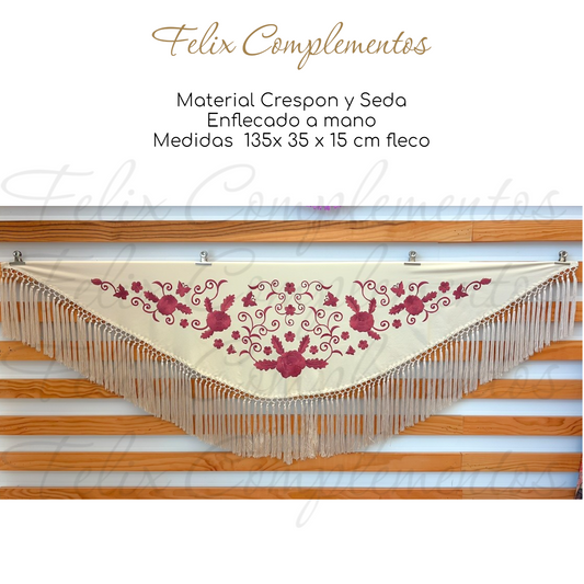 Manton Bicolor Beige y Rosa Ponche