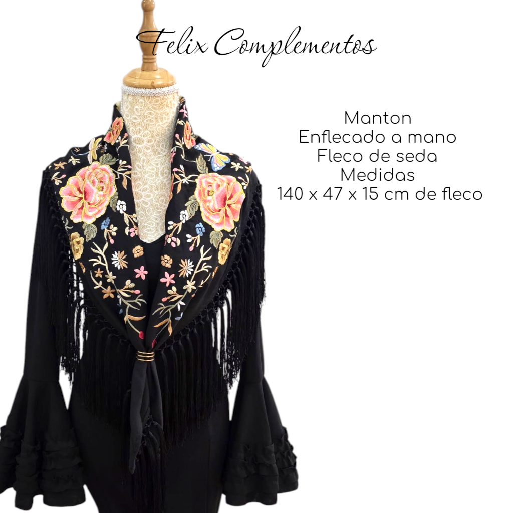 Manton Amanecer Negro (Fleco Corto)