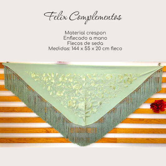 Manton Flor grande Verde menta con verde