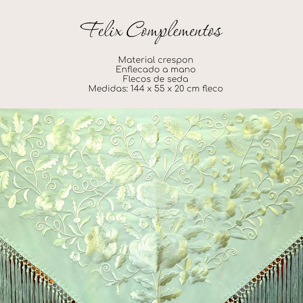 Manton Flor grande Verde menta con verde
