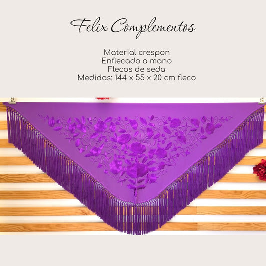 Manton Flor grande Morado con Morado