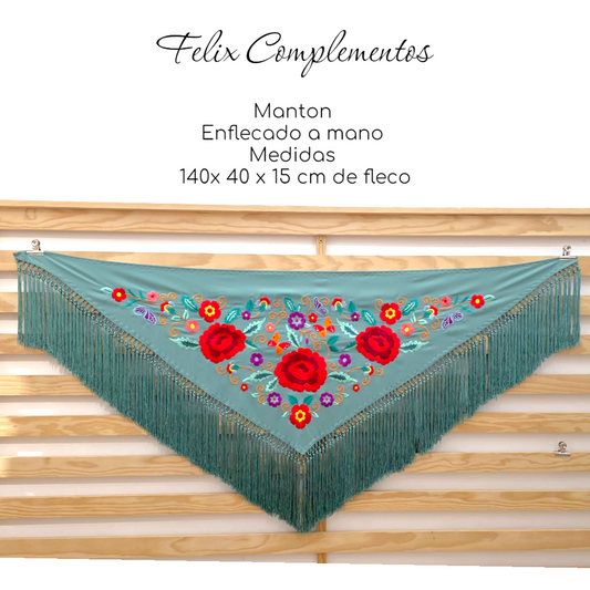 Manton 3 Rosas Verde Jabonoso