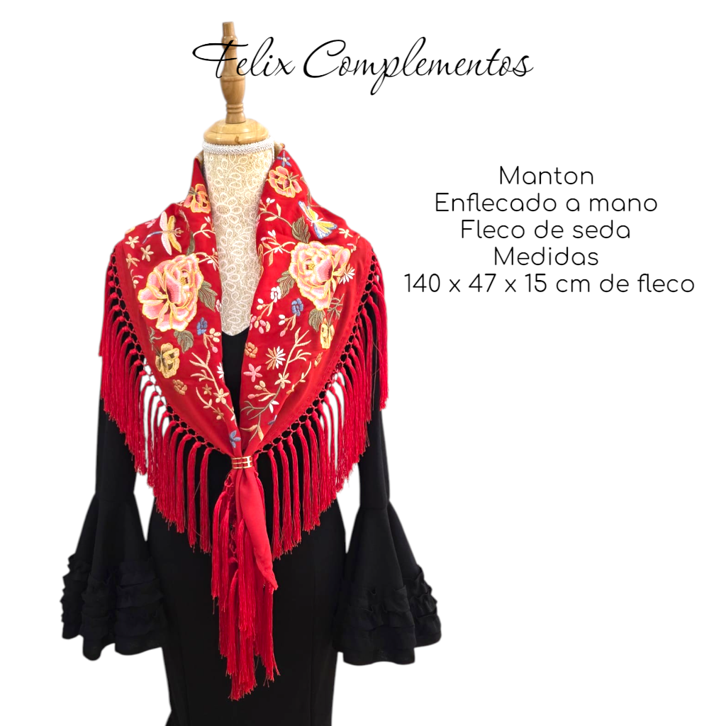 Manton Amanecer Rojo (Fleco Corto)