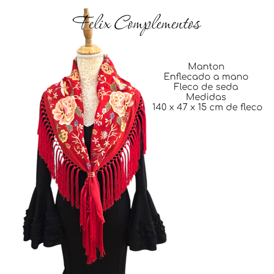 Manton Amanecer Rojo (Fleco Corto)