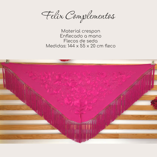 Manton Flor grande Rosa Fucsia con Fucsia