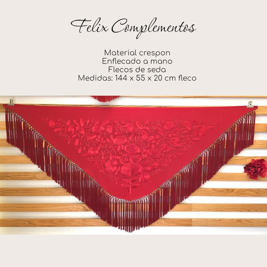 Manton Flor grande Rojo con Rojo