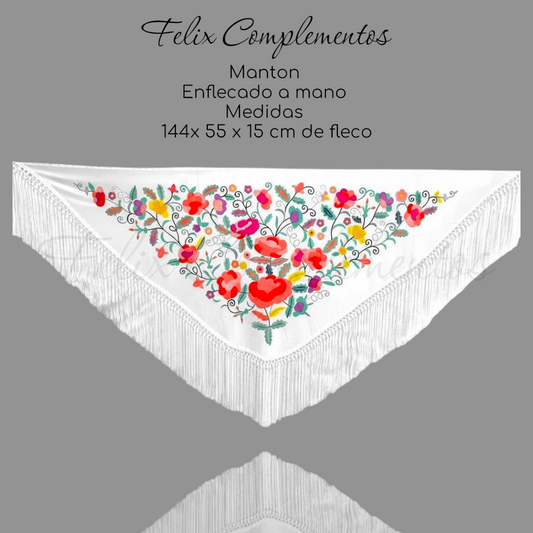 Manton flor grande blanco