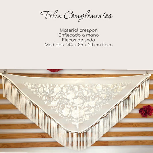 Manton Flor grande Blanco con blanco