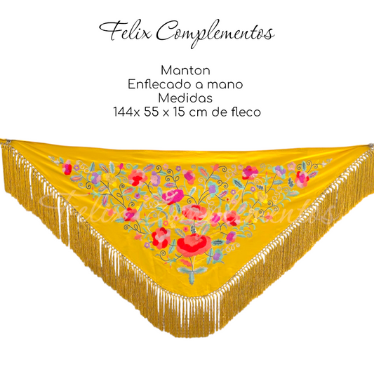 Mustard shawl with large flower