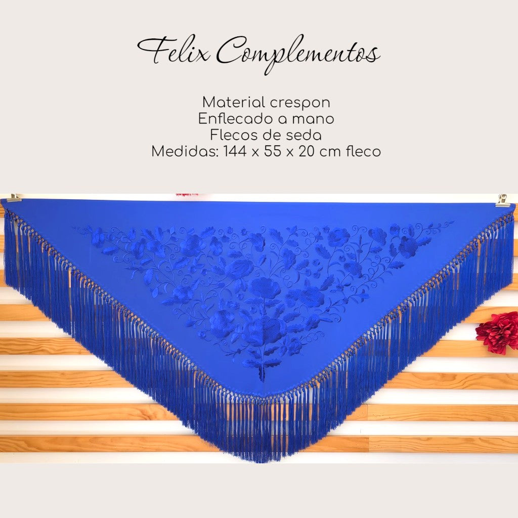 Manton Flor grande Azul Electrico con azul