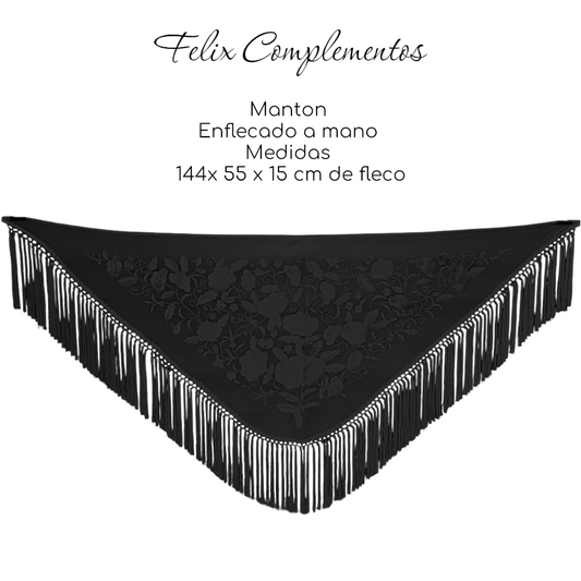 Manton Flor grande Negro con Negro