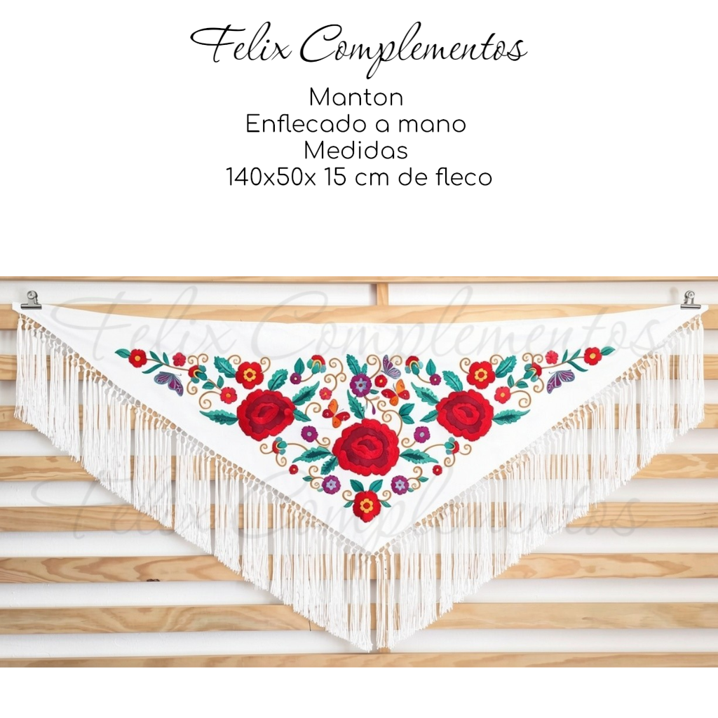 Manton tres Rosas Blanco