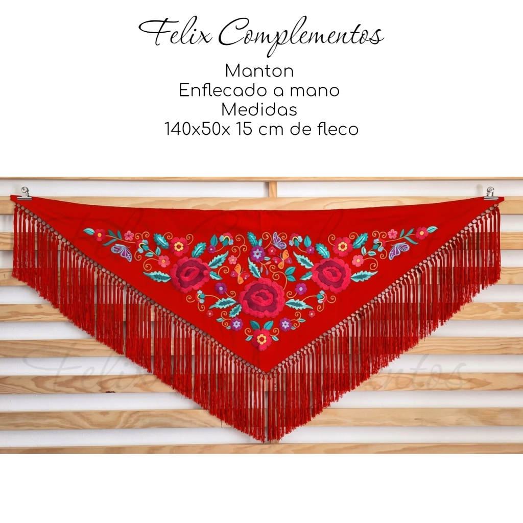 Manton tres Rosas Rojo