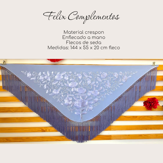 Manton Flor grande Azul Acero con azul
