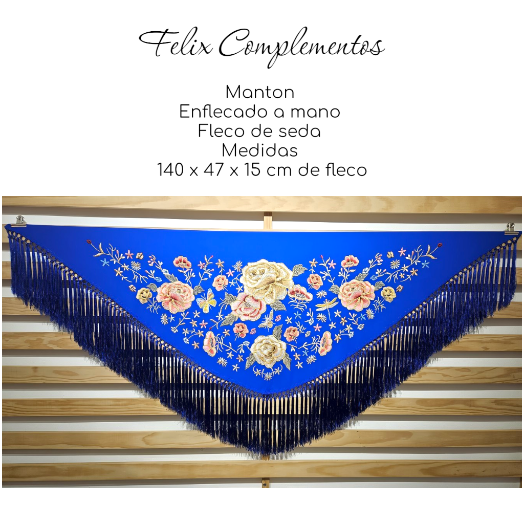 Manton Amanecer Azul (Fleco Corto)