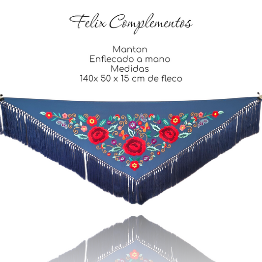 Manton 3 Rosas Azul Vaquero