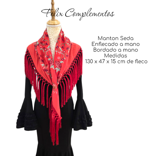 Manton Lienzo Rojo Coral