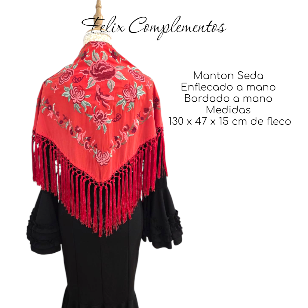 Manton Lienzo Rojo Coral