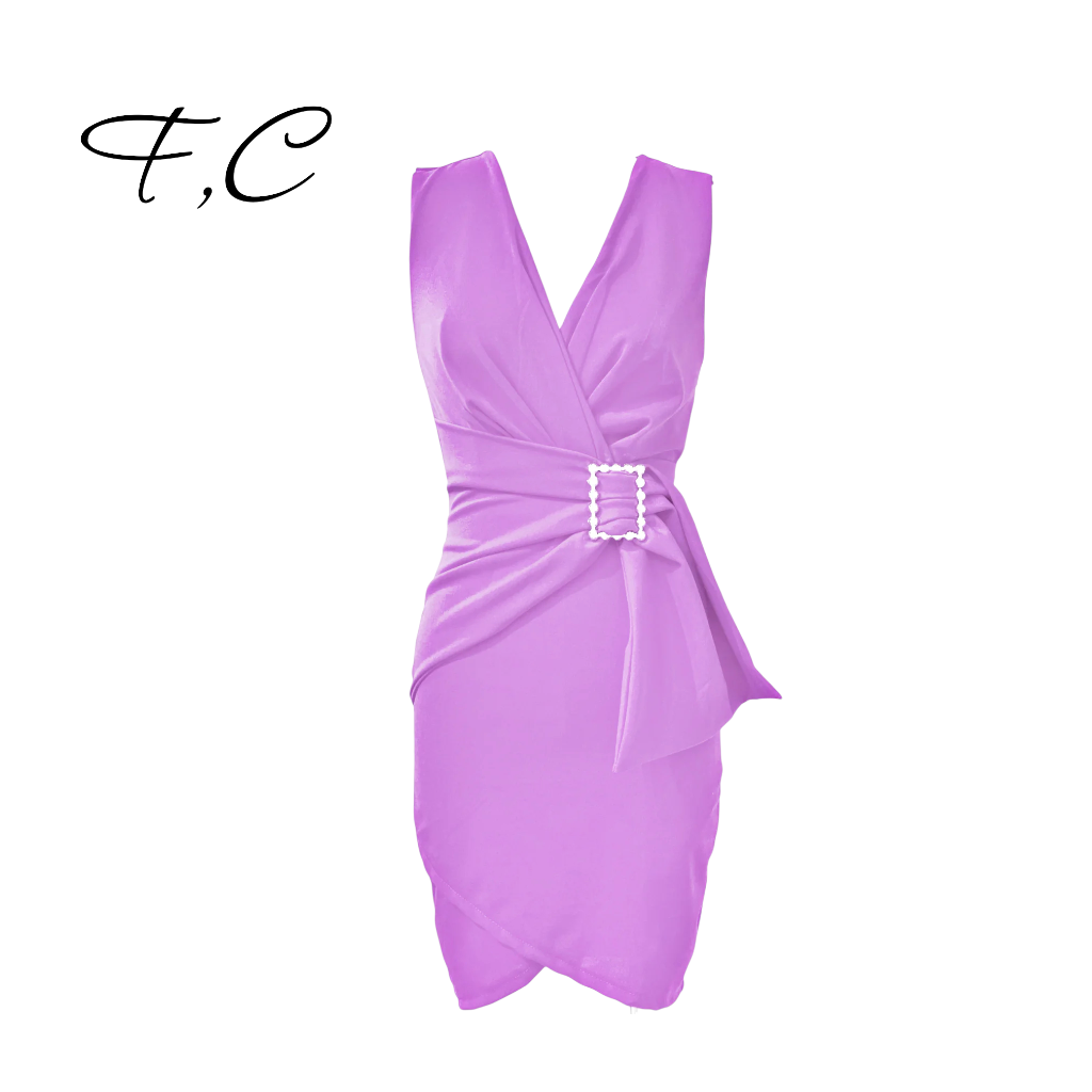 Vestido con cinturon de perlas