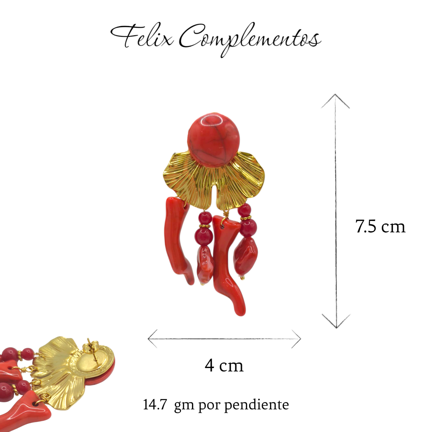 Pendiente Coral Romina