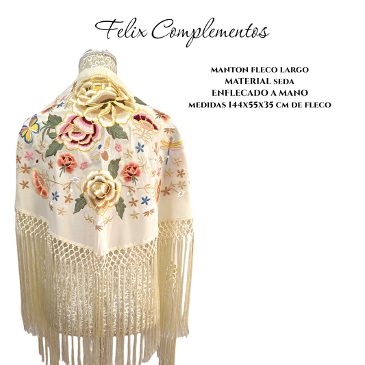 Manton beige con flores