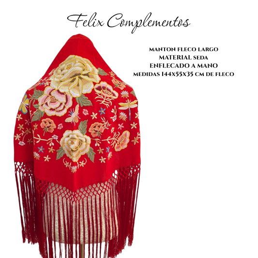 Manton rojo con flores