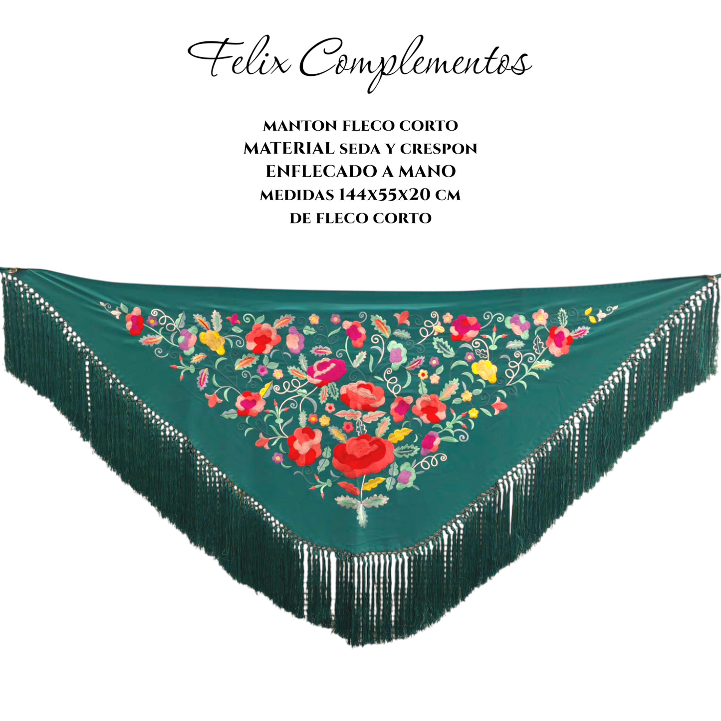 Manton flor grande verde botella