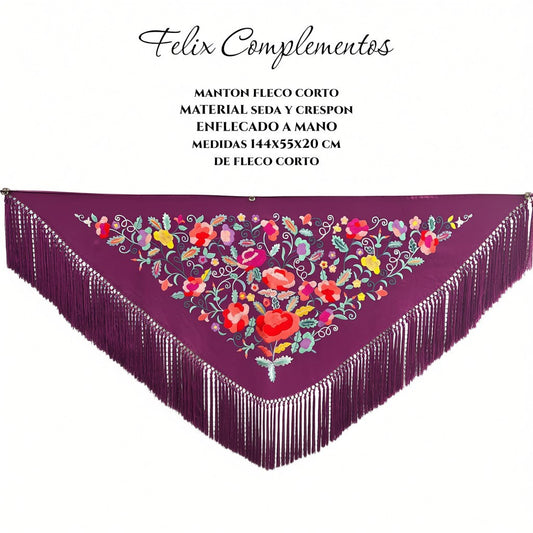 Large flower shawl in red wine