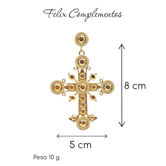 Pendiente Dorado Cruz