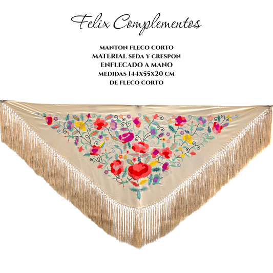 Manton flor grande beige
