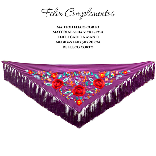 Manton Tres Rosas Color Berenjena