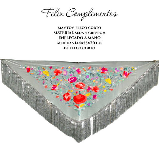 Manton Gris Verdoso flor grande