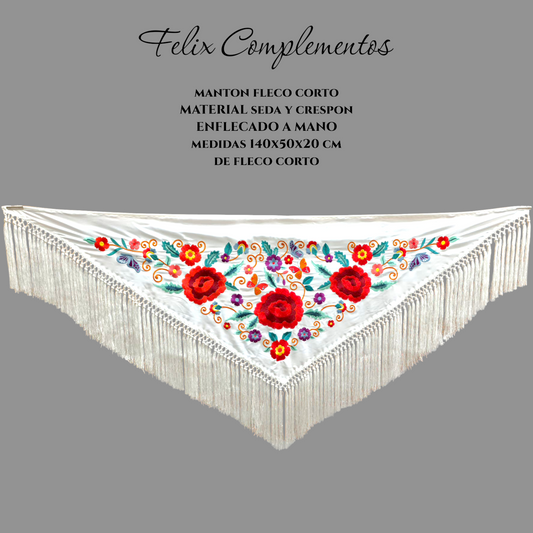 Manton Tres Rosas Blanco