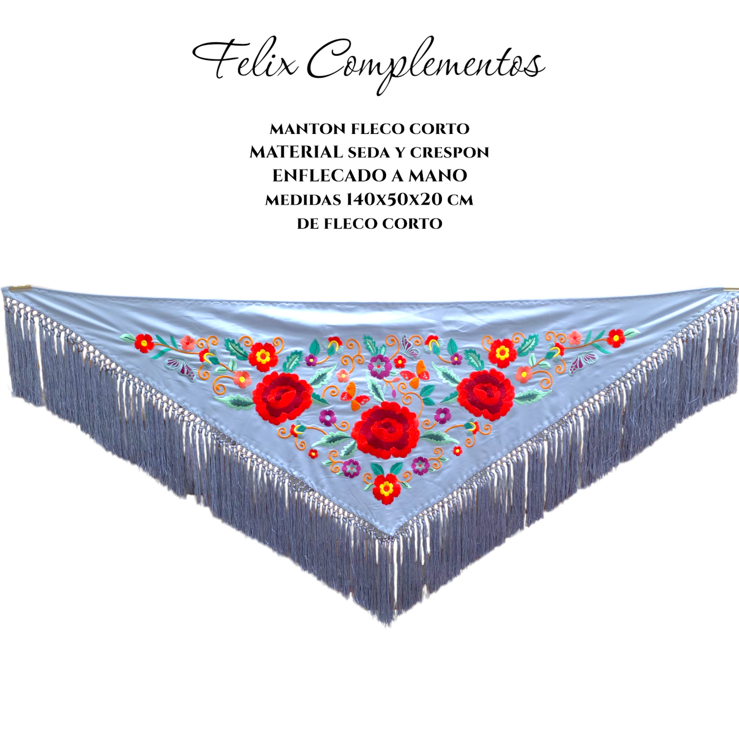 Manton Tres Rosas Azul Bebe