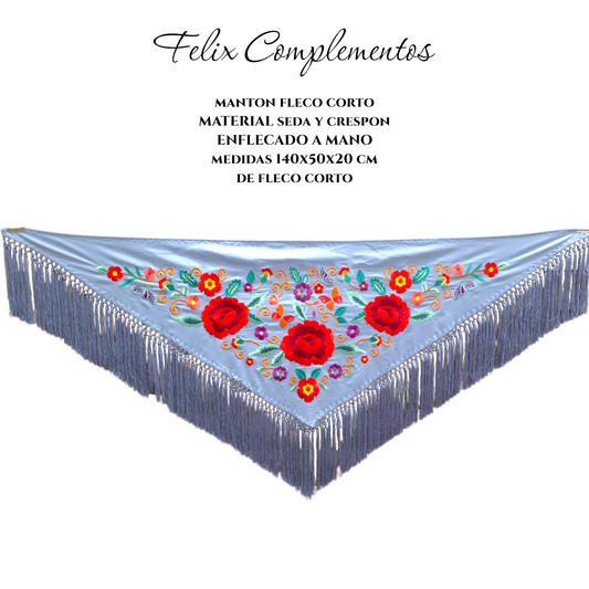 Manton Tres Rosas Azul Bebe