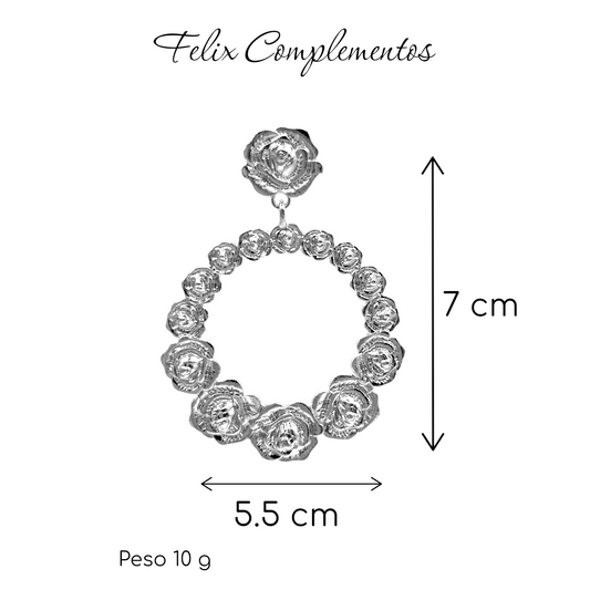 Pendiente Color Plata Viejo Rosa