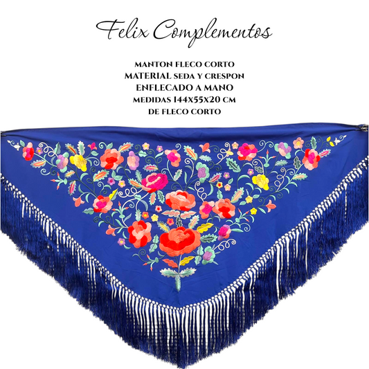 Manton azul electrico flor grande