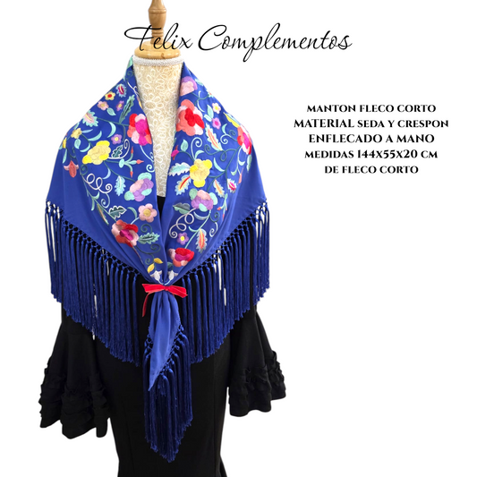 Manton azul electrico flor grande