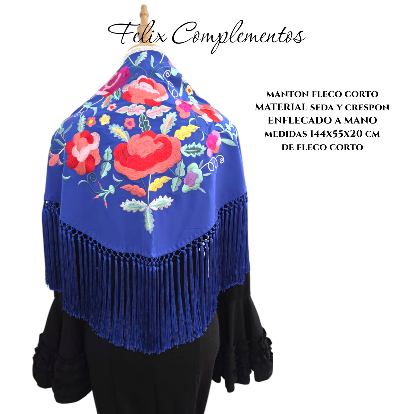 Manton azul electrico flor grande