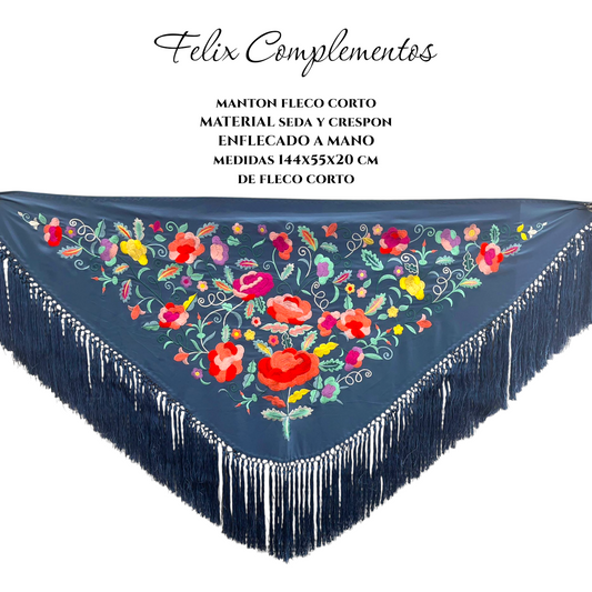 Manton azul vaquero flor grande