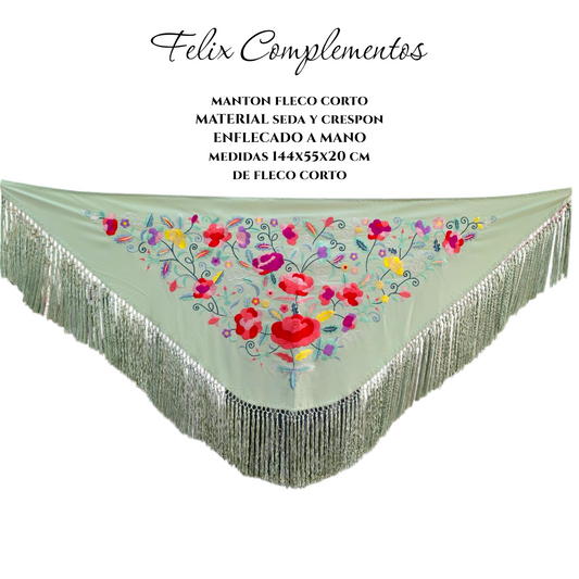 Manton verde menta flor grande