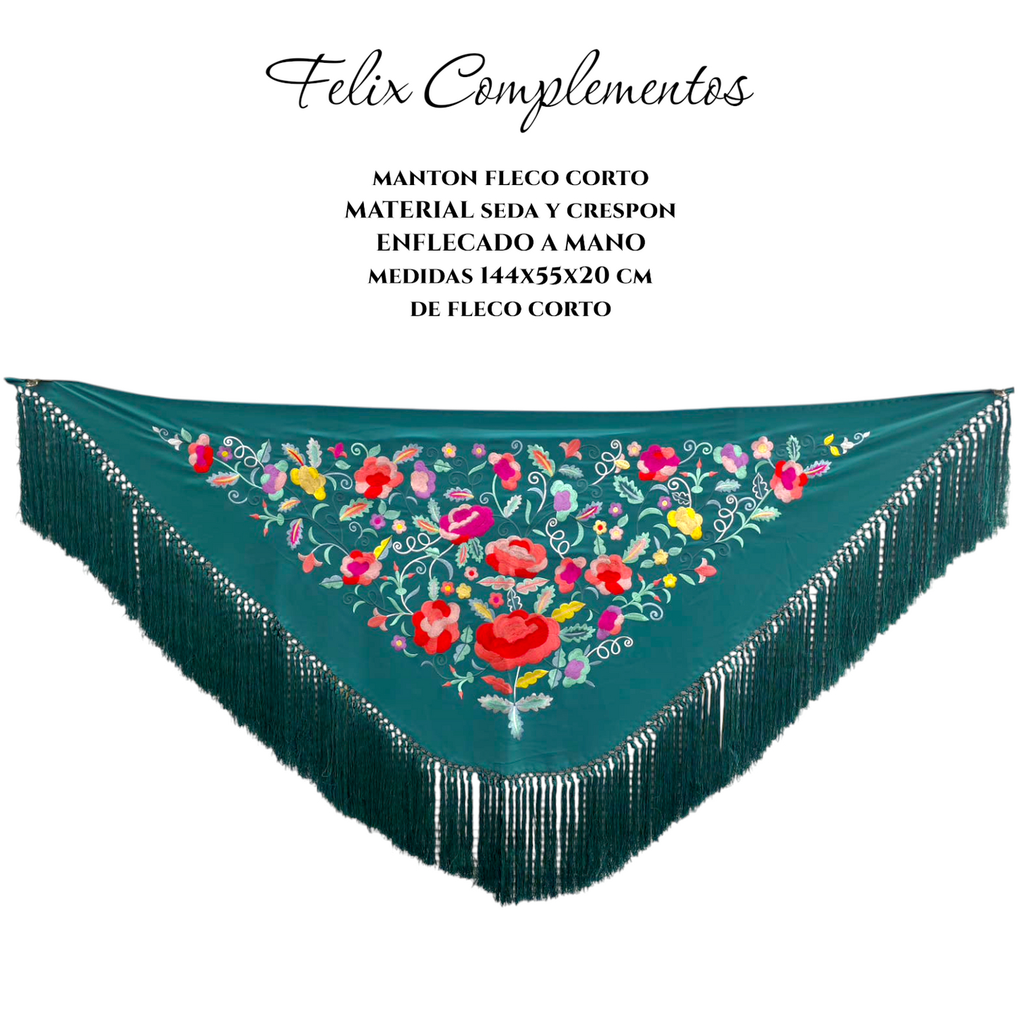 Manton flor grande verde botella