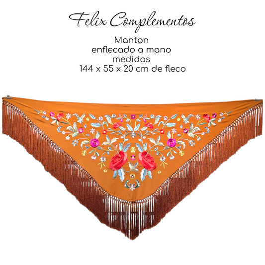 Intense Coral Shawl large flower