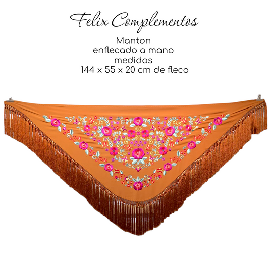 Intense Coral Shawl large flower
