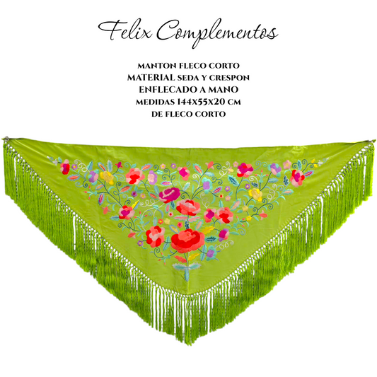 Manton flor grande verde manzana intenso