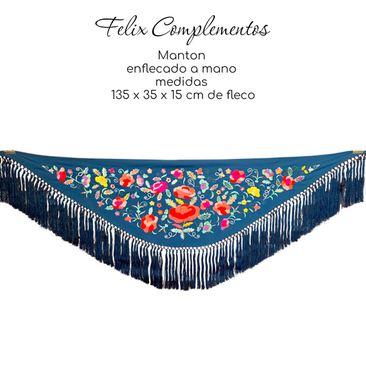 Manton pequeño Azul Petroleo