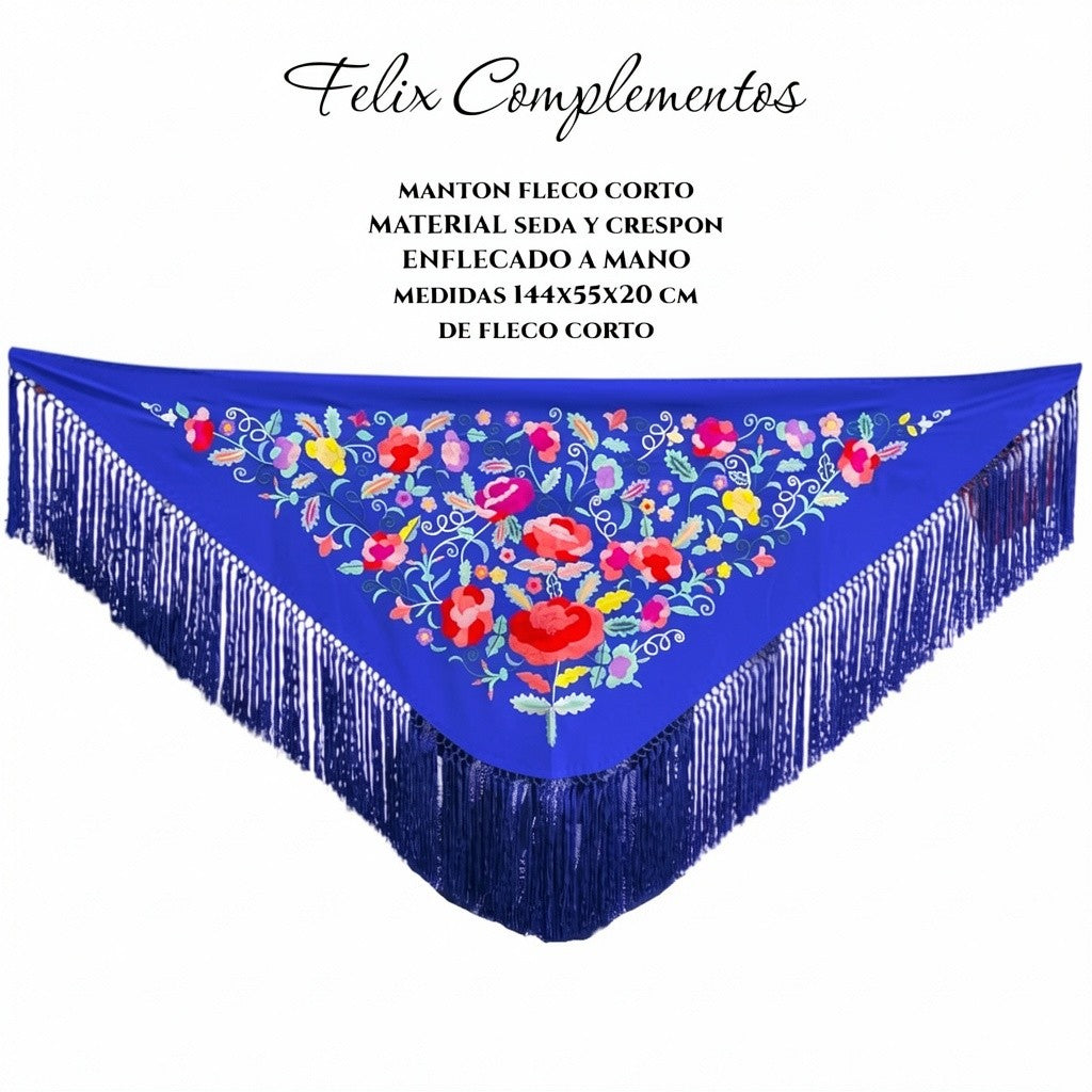 Manton azul electrico flor grande