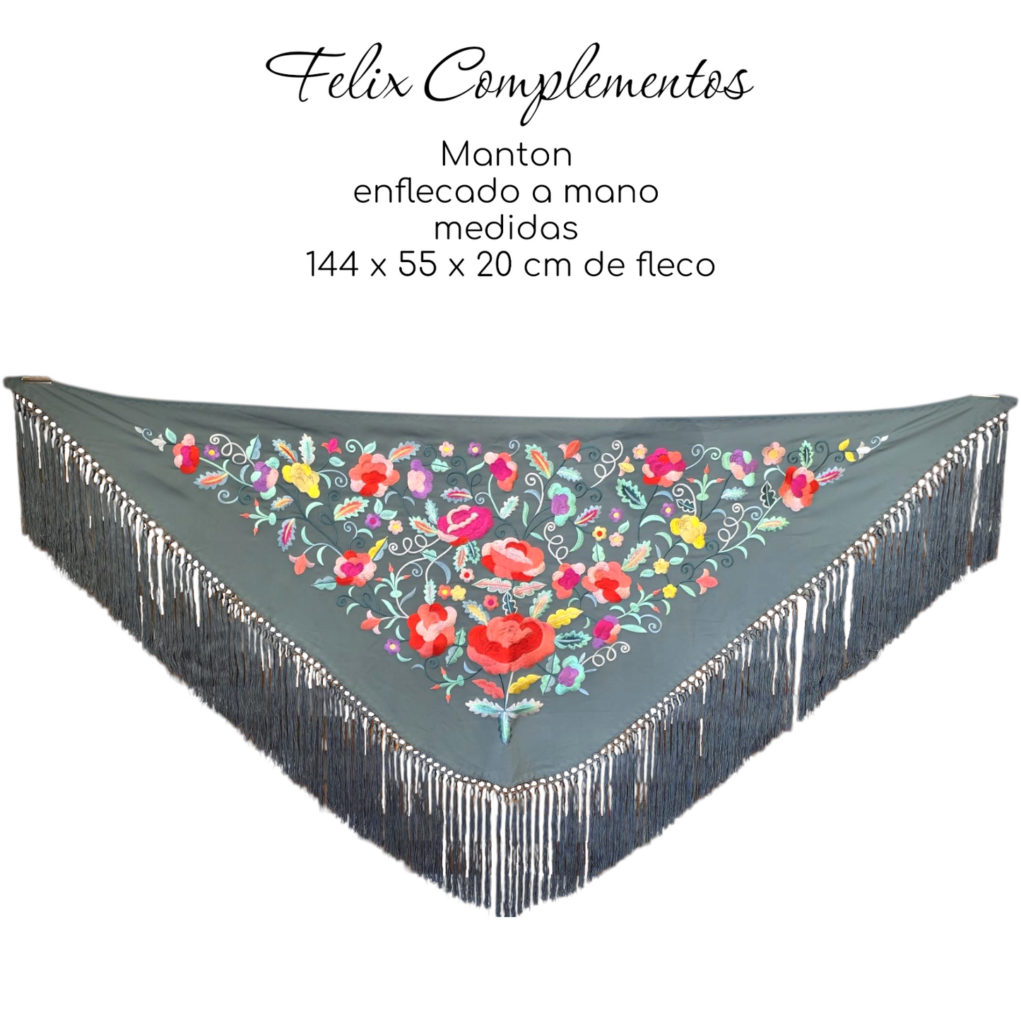 Manton Flor grande Gris Oscuro