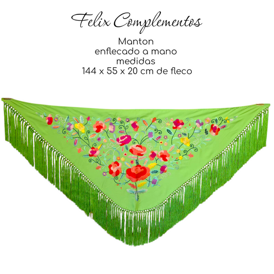 Manton Flor grande Verde Lima
