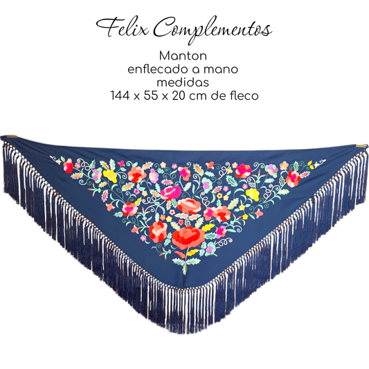 Manton Flor grande Azul Pantano